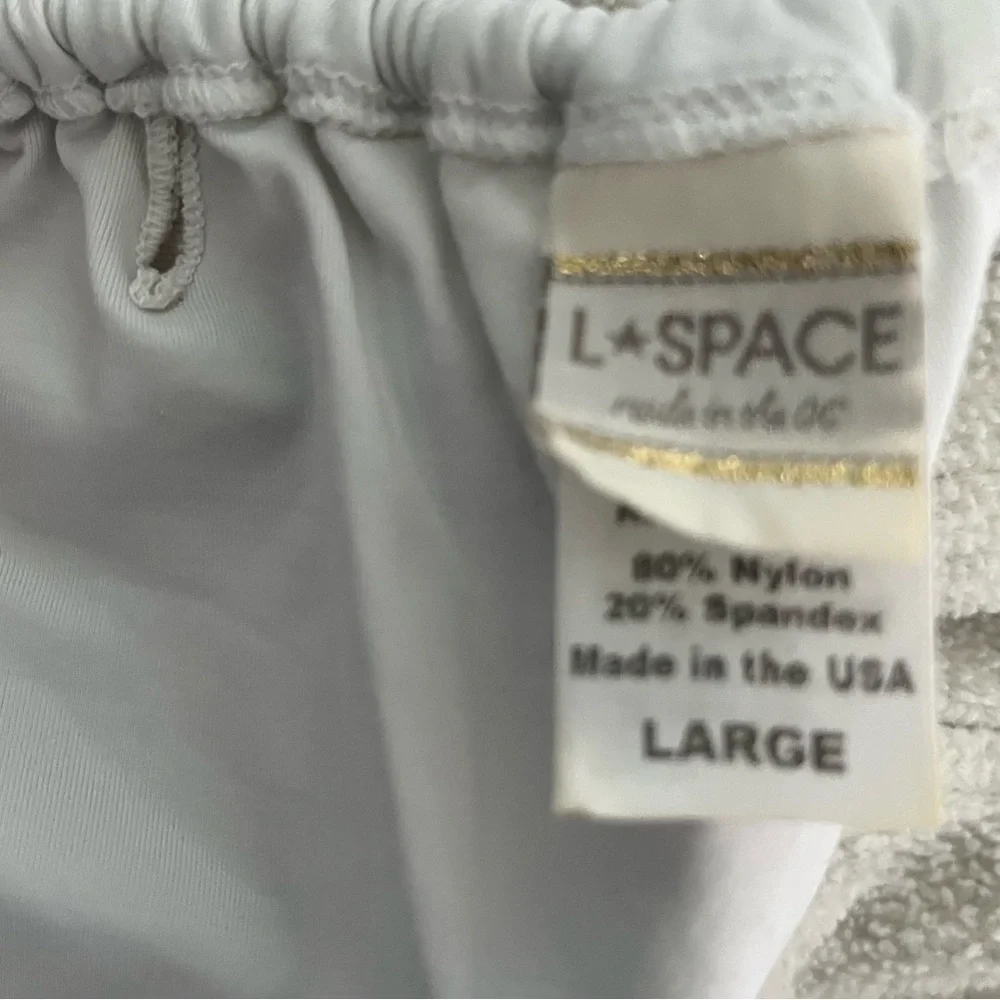L*Space Aspen triangle design White and Mint bikini Top